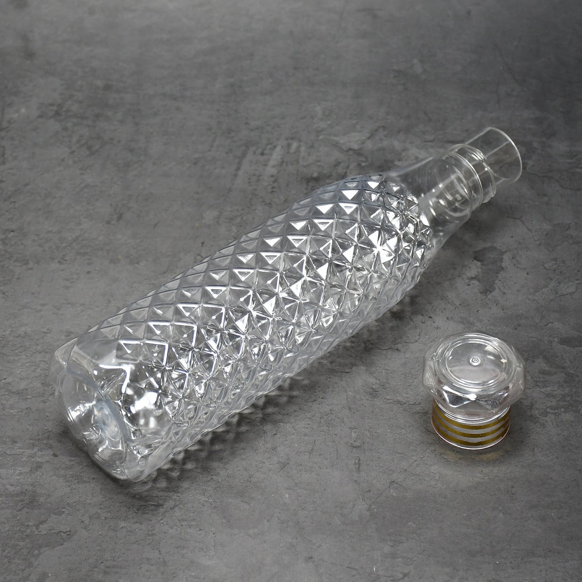 Complete set of three diamond cut water bottles for children, ideal for hydration.