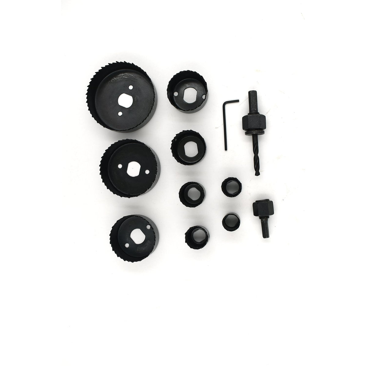 Packaging for the 12-piece 19-64mm carbon steel hole saw kit.