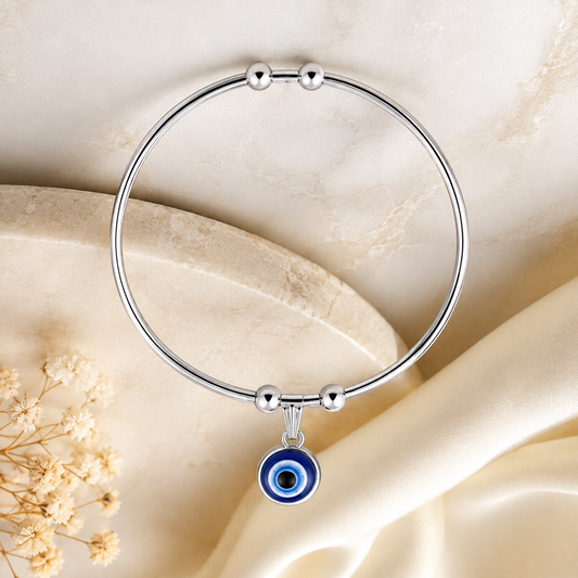 Silver Tone Evil Eye Bracelet for Women and Girls