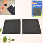 Eight round felt furniture protection pads displayed on a light wooden floor.