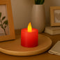 Red LED Tea Light Diya, glowing softly, perfect for Diwali decorations.