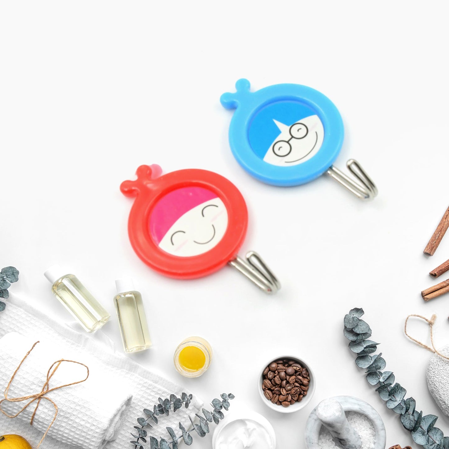 Durable ABS plastic self-adhesive hooks with a sleek design for multipurpose use.