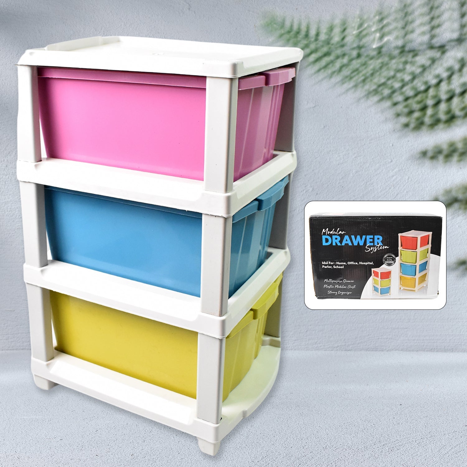 Organivo 3-layer plastic drawer organizer with clear drawers, ideal for multi-purpose home storage.