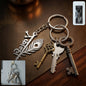Metal Kanha Krishna keychain with peacock feather detail