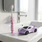 Kids toothbrush with cartoon car design and soft bristles for gentle cleaning