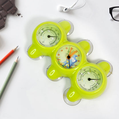Indo Glow precision desktop clock from an elevated angle, highlighting its compact design.