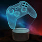 3D Illusion LED night lamp with gaming controller design illuminating in a dark room