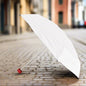 Compact DrizzlePro foldable umbrella closed, ready for travel.