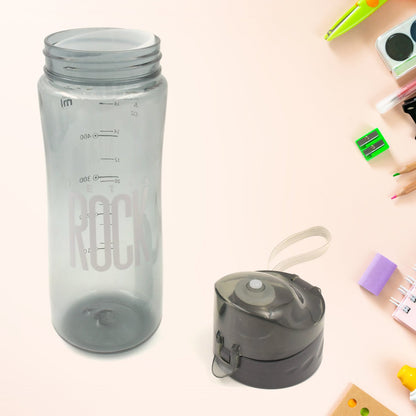 Detail of the secure, leak-proof plastic water bottle and carry case.