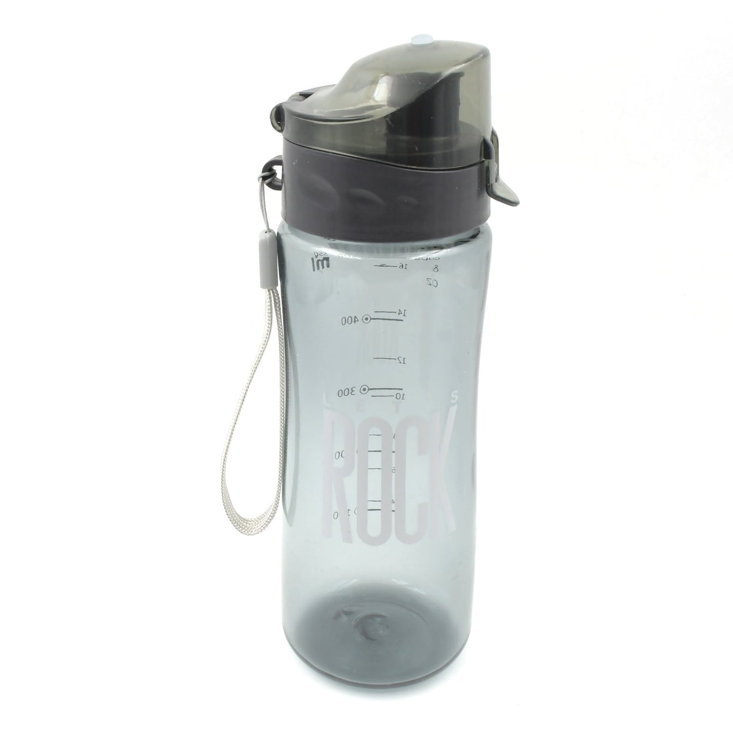 Plastic water bottle with carry case, ready for gym or workout sessions.