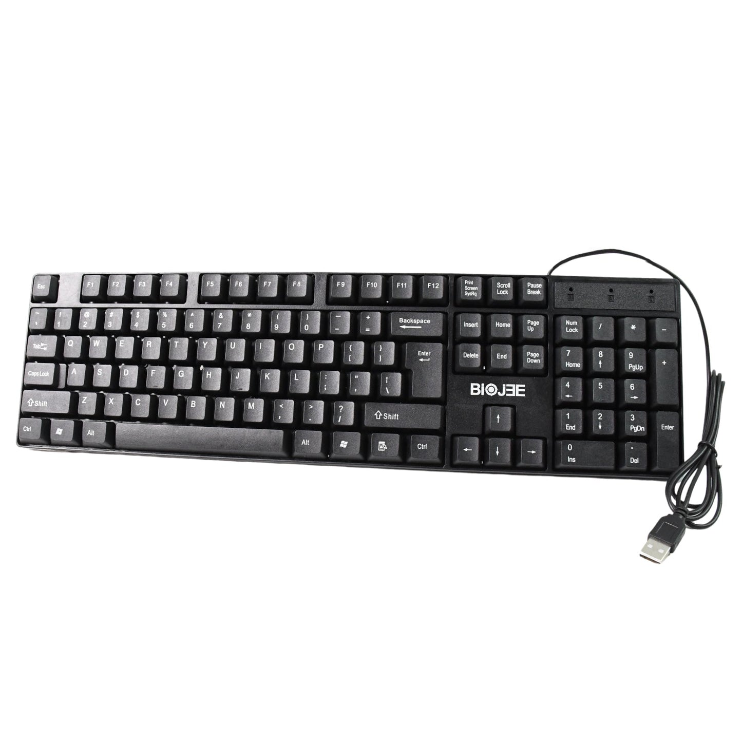 Person typing comfortably on the Wired USB Keyboard at a home office desk setup.