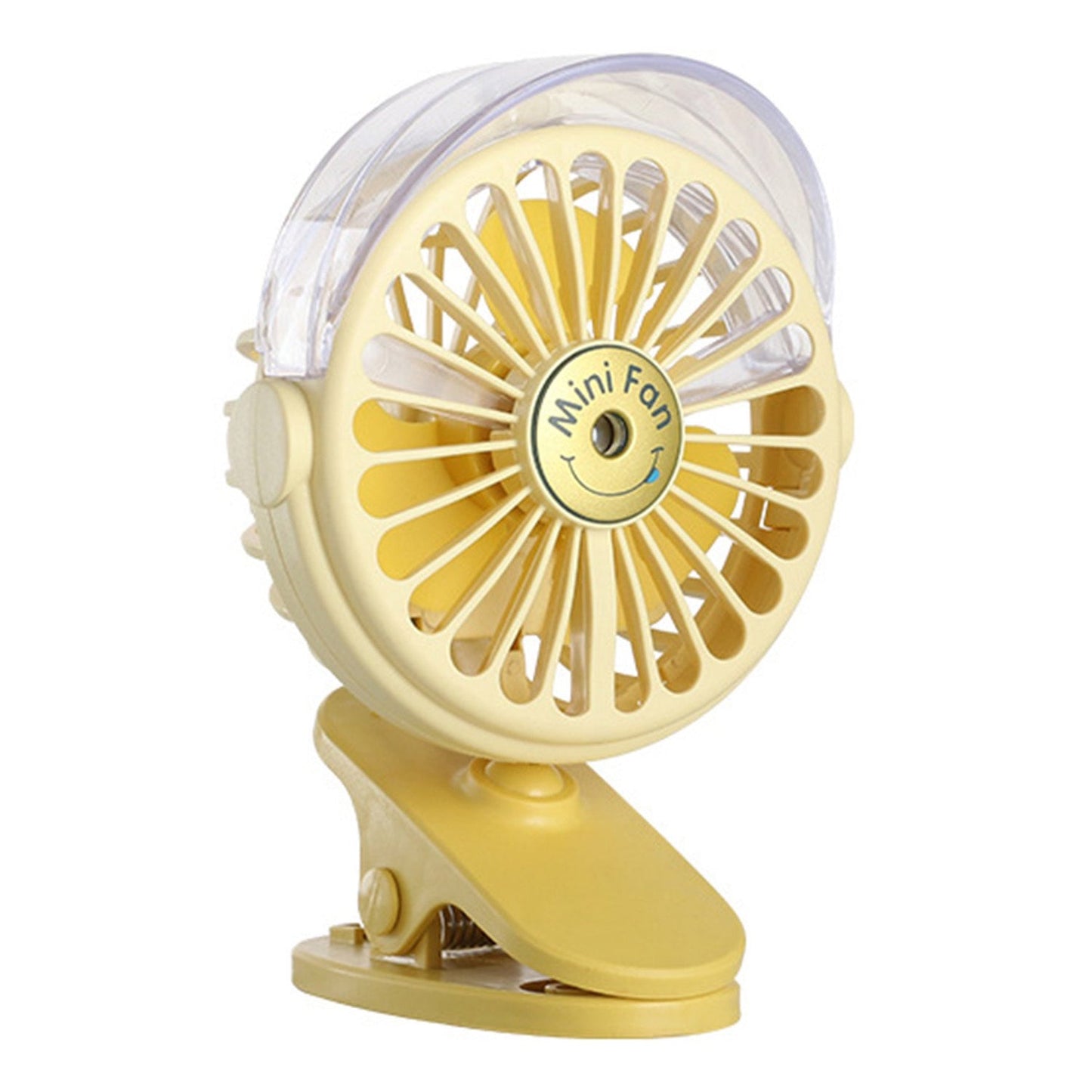 A person working at a desk with the mini personal fan clipped on, providing focused cooling.