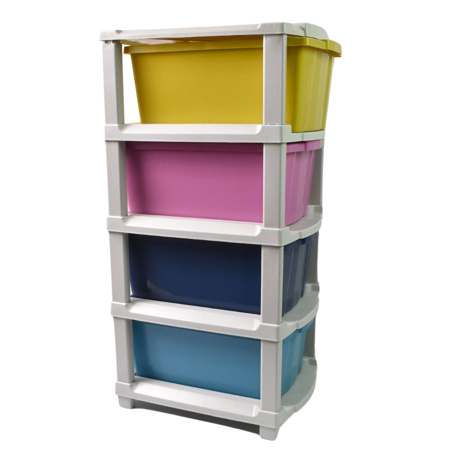Full view of the Organivo 4-layer plastic drawer organizer, ready for assembly in an Indian home.