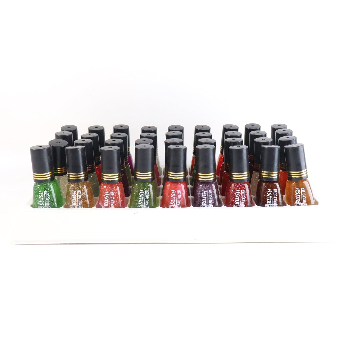 Mix colored mini nail polish bottle in glitter finish