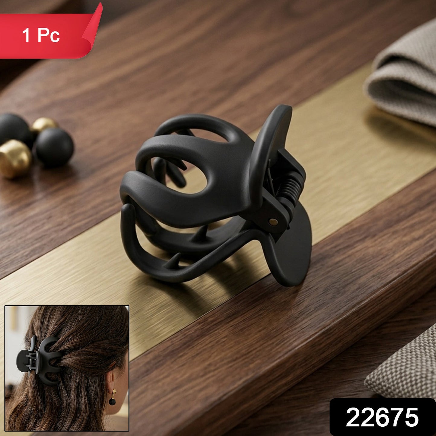 Set of stylish matte hair claw clips for women and girls