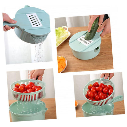 Manual vegetable slicer with interchangeable blades for julienne and slices