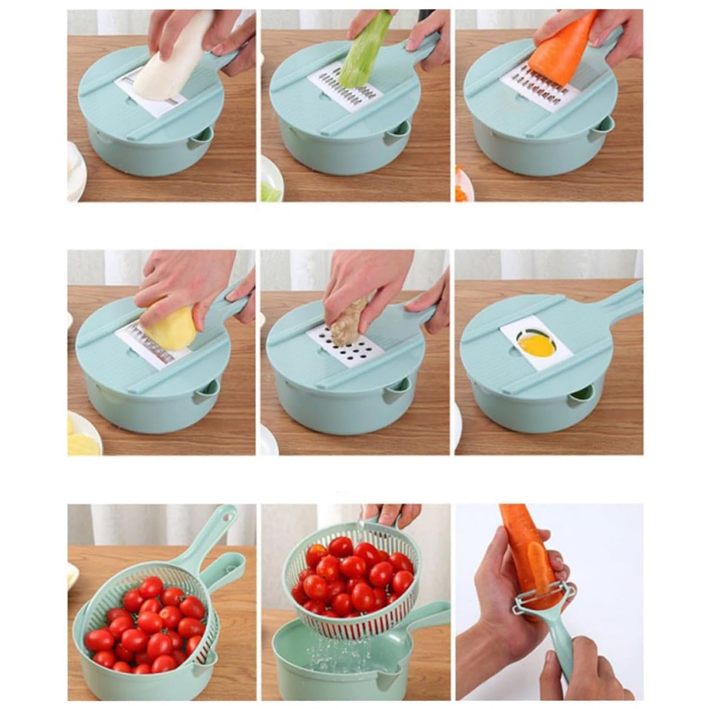  kitchen vegetable slicing kit with grater, peeler, and chopper parts