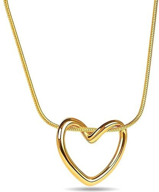 Gold and Silver Heart Pendant Necklace for Women and Girls
