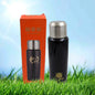 Sleek stainless steel 600ml insulated thermal bottle.
