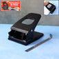 Heavy-duty metal 2-hole paper punch machine with adjustable spacing front view