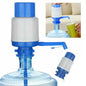 Jumbo manual drinking water hand press pump dispensing water from large bottled water dispenser.