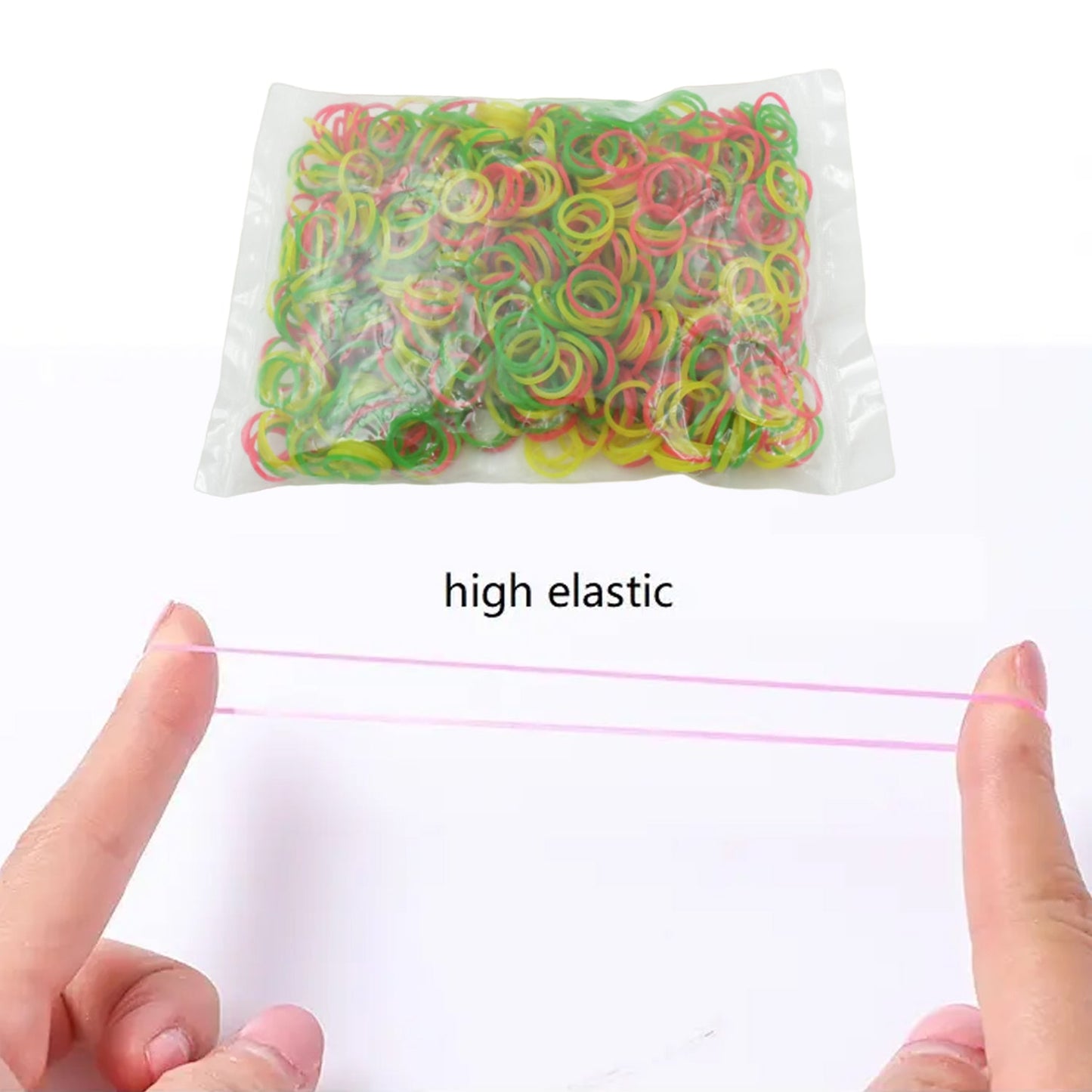Reusable rubber bands securing various items in a home organization setting.