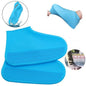 Pair of non-slip silicone rain boot covers in a vibrant color, ready for use.