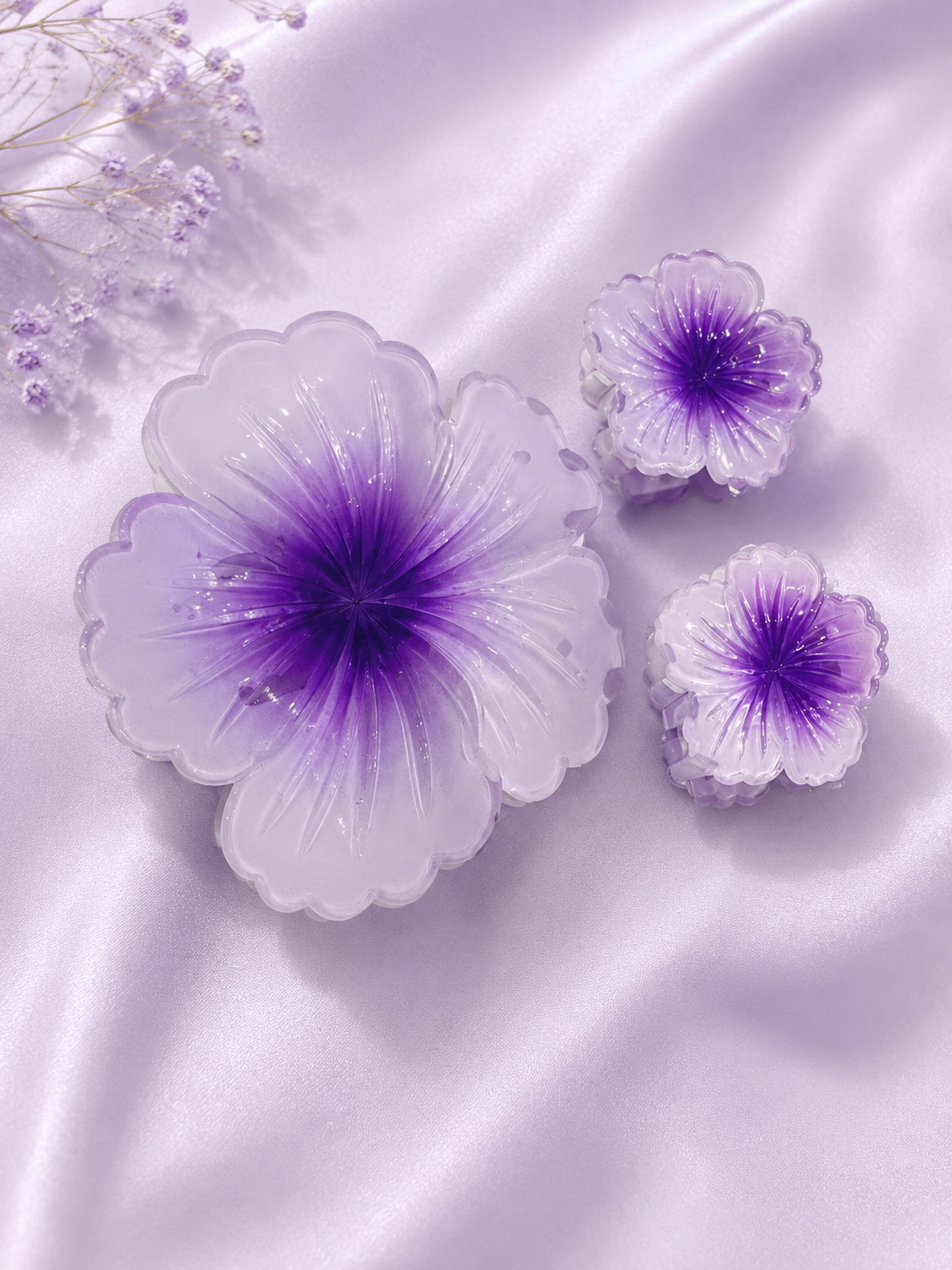 Flower Hair Claw Clips for Women & Girls, Combo of 3 Floral Hair Clips (1 Big + 2 Small)