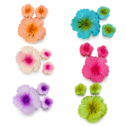 Flower Hair Claw Clips for Women & Girls, Combo of 3 Floral Hair Clips (1 Big + 2 Small)