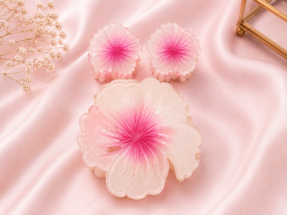 Flower Hair Claw Clips for Women & Girls, Combo of 3 Floral Hair Clips (1 Big + 2 Small)