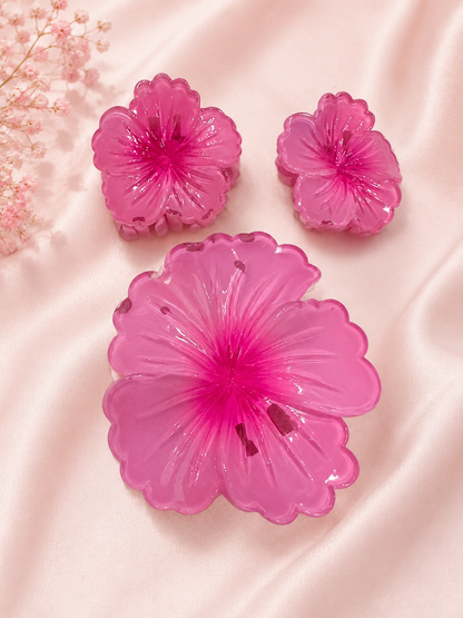 Flower Hair Claw Clips for Women & Girls, Combo of 3 Floral Hair Clips (1 Big + 2 Small)