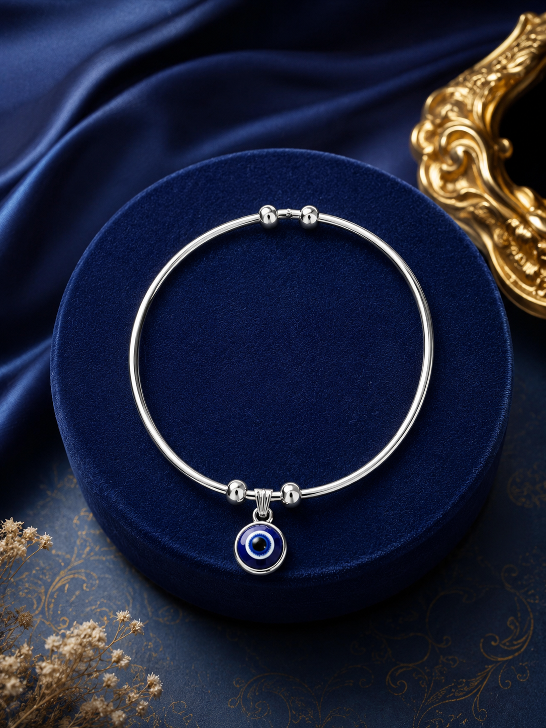 Silver Tone Evil Eye Bracelet for Women and Girls