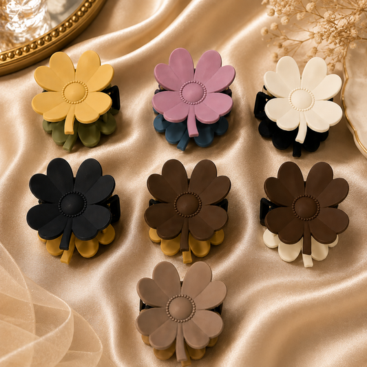 Double Shade Hair Claw Clips for Women & Girls, Pack of 2 Two-Tone Bow Hair Clips