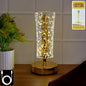 Crystal LED table lamp with golden flakes and elegant acrylic shade