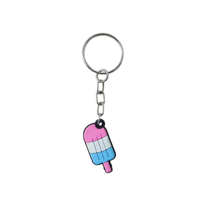 Functional key holder featuring a playful popsicle keychain charm