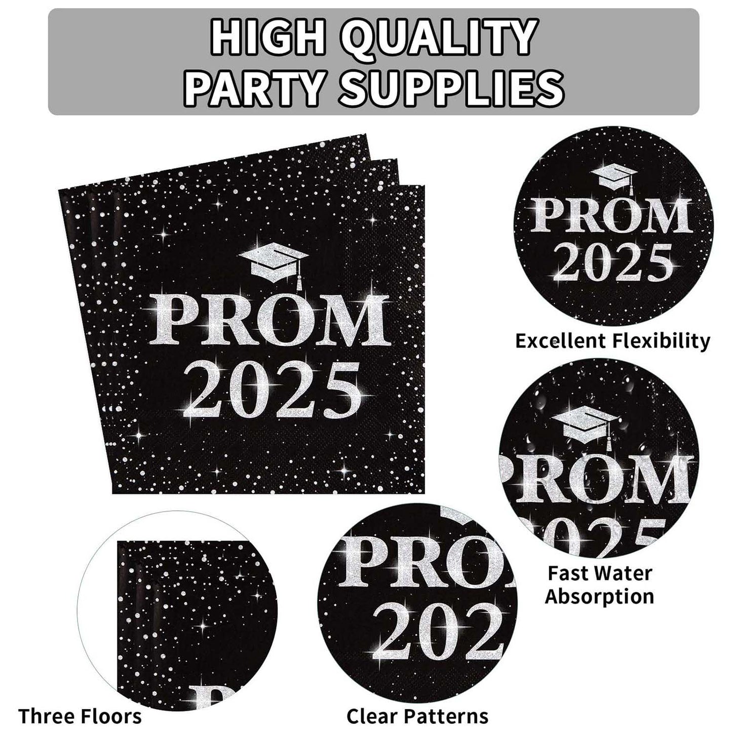 Prom 2025 napkins arranged for prom night celebrations