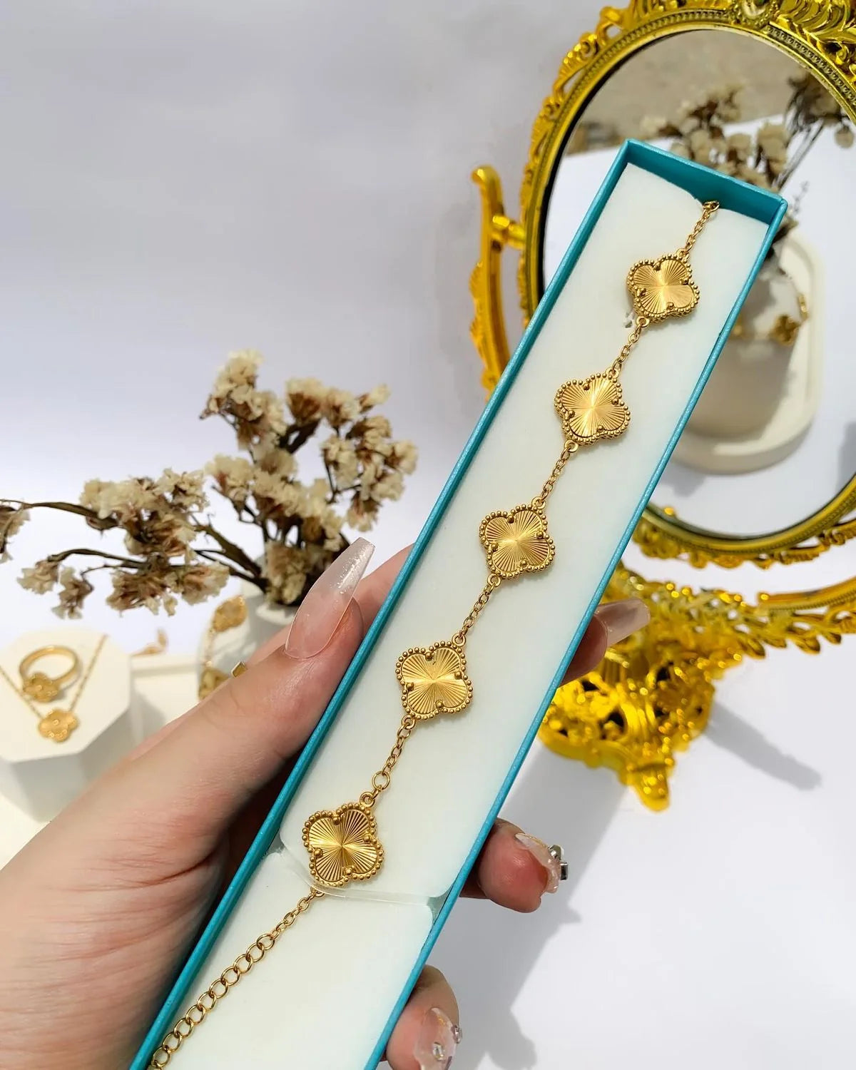 Gold Plated Floral Bracelet for Women and Girls