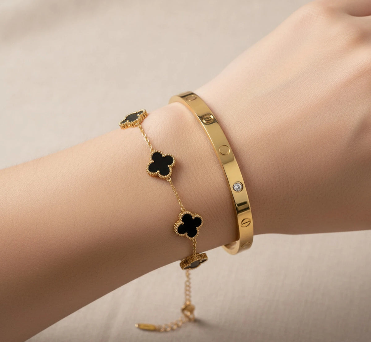 Clover Charm  Bracelet and Cartier Bracelet Combo for Women