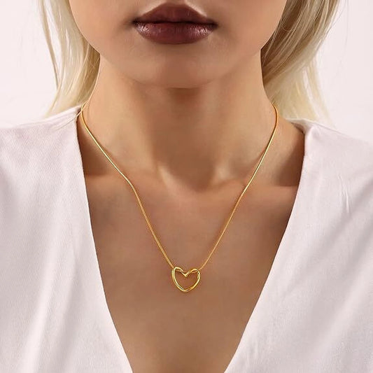 Gold and Silver Heart Pendant Necklace for Women and Girls