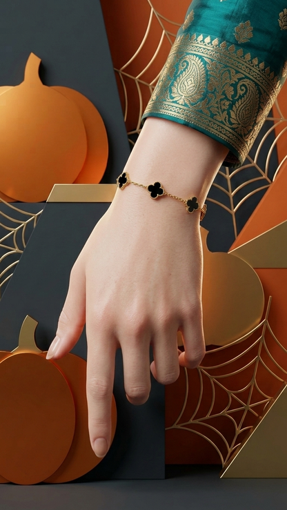 Clover Bracelet, Nail Bracelet and Cartier Bracelet Combo for Women and girls( COLOR-Gold, White, Black)