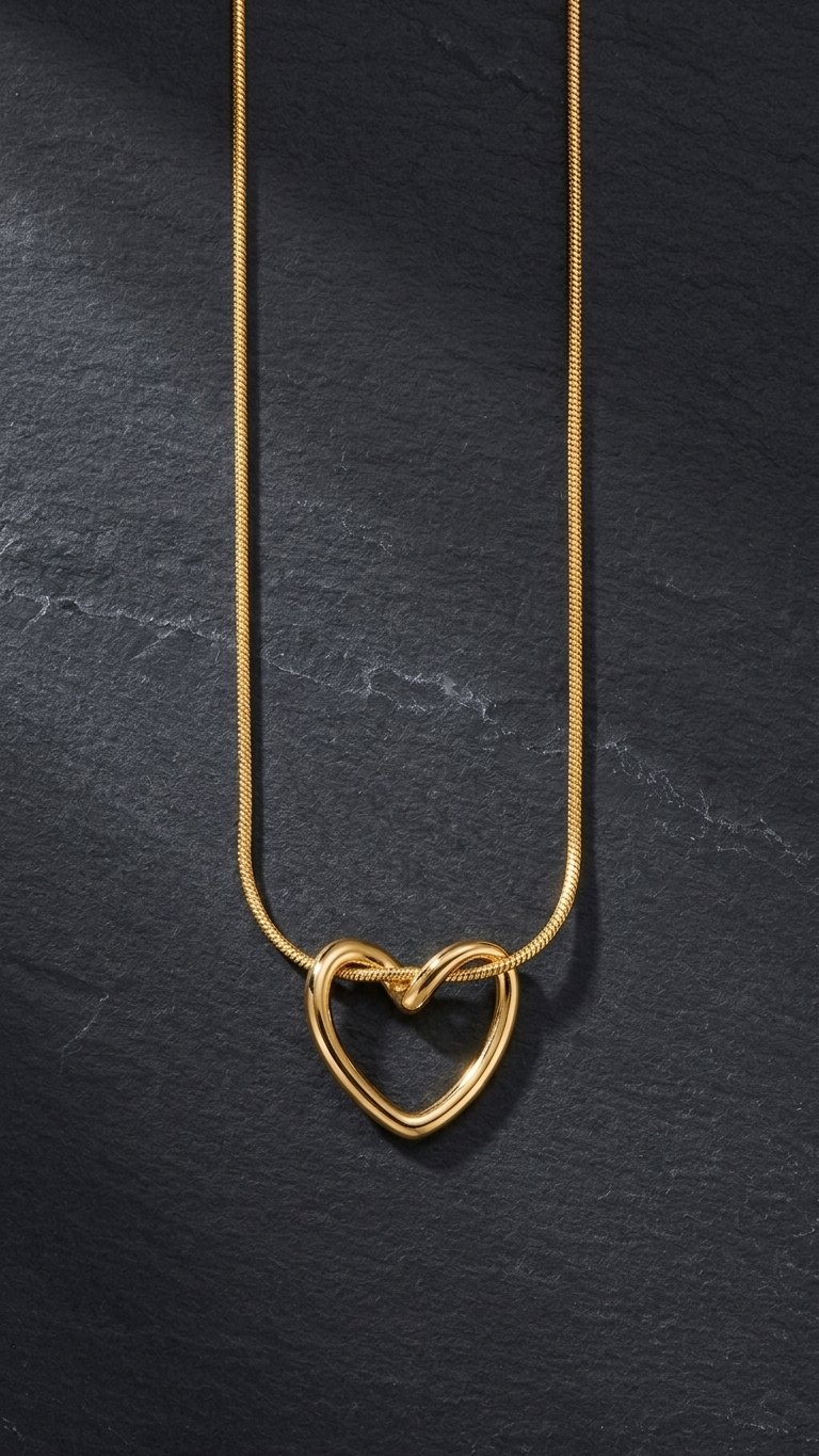 Gold and Silver Heart Pendant Necklace for Women and Girls