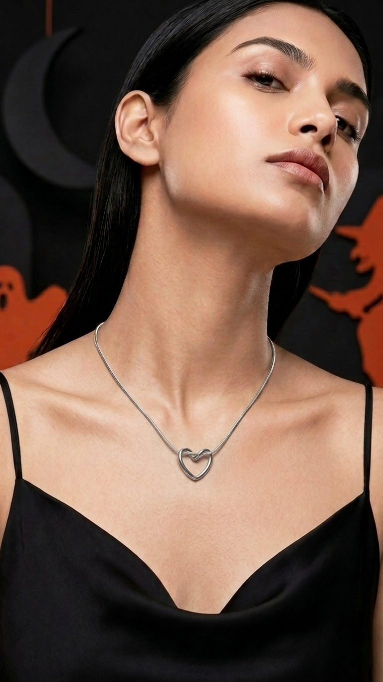 Gold and Silver Heart Pendant Necklace for Women and Girls